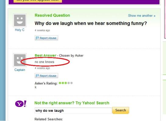 Yahoo Answers tries to answer "why we laugh"